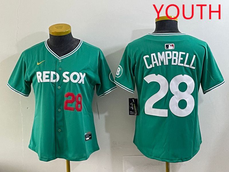 Youth 2025 Boston Red Sox #28 Campbell Dark Green Joint Name Nike MLB Jersey style 4